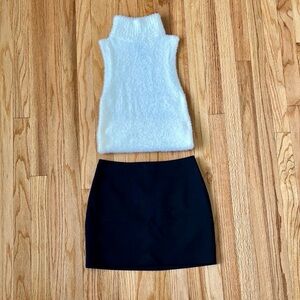 Express Skirt black and top white womens size XS